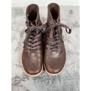 Nobull Trainers Shoes Mens 4 Womens 5.5 Brown Perforated Leather High Top